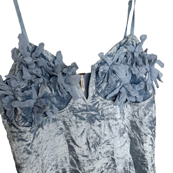 NWT FREE PEOPLE Velvet Mini Dress Light Blue Size 10 - Picture 5 of 16